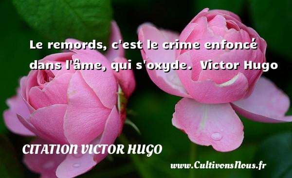 Le remords, c est le crime enfoncé dans l âme, qui s oxyde.  Victor Hugo CITATION VICTOR HUGO