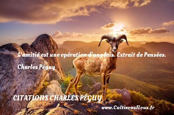 L amitié est une opération d une fois. Extrait de Pensées. Charles Péguy  CITATIONS CHARLES PÉGUY - Citations Charles Péguy - Citation Amitié