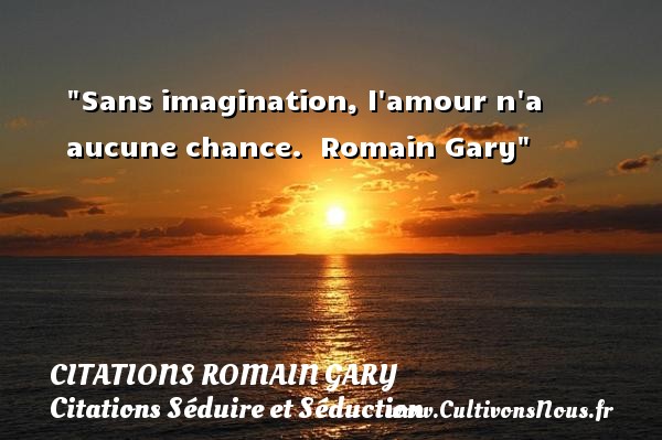 Sans imagination, l amour n a aucune chance.  Romain Gary CITATIONS ROMAIN GARY - Citations Séduire et Séduction