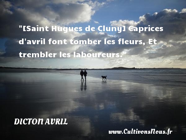 [Saint Hugues de Cluny] Caprices d avril font tomber les fleurs, Et trembler les laboureurs. DICTON AVRIL