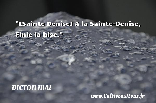 [Sainte Denise] A la Sainte-Denise, Finie la bise. DICTON MAI