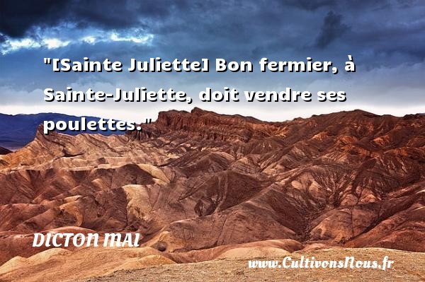 [Sainte Juliette] Bon fermier, à Sainte-Juliette, doit vendre ses poulettes. DICTON MAI