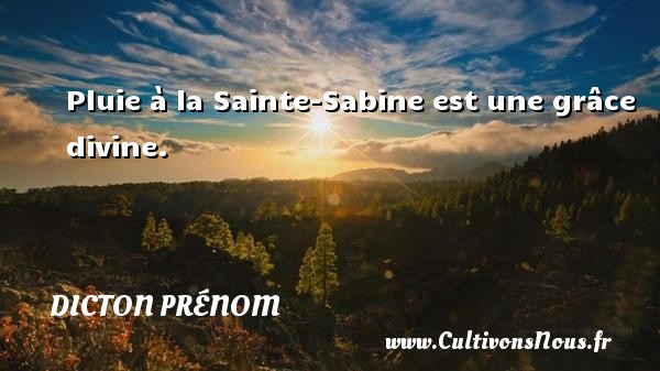 Pluie à la Sainte-Sabine est une grâce divine. DICTON PRÉNOM - Dicton prénom