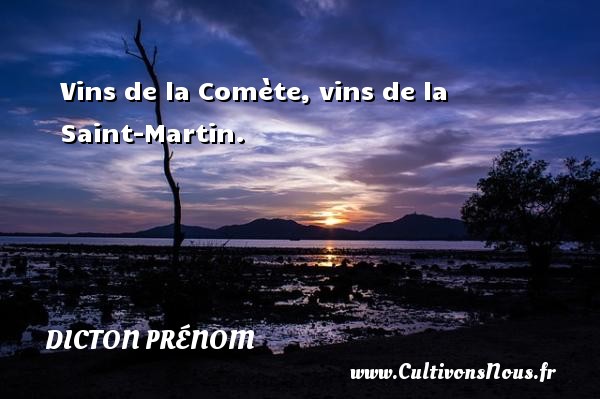 Vins de la Comète, vins de la Saint-Martin. DICTON PRÉNOM - Dicton prénom