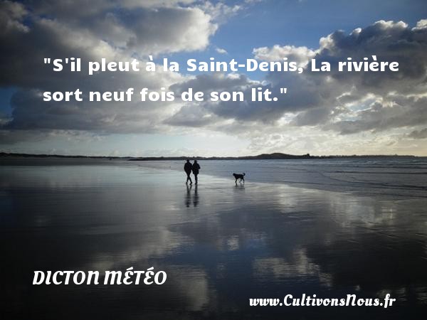 S il pleut à la Saint-Denis, La rivière sort neuf fois de son lit. DICTON MÉTÉO - Dicton météo