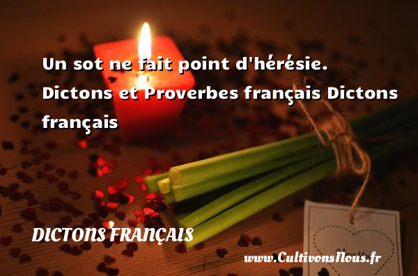 Un sot ne fait point d hérésie.  Dictons et Proverbes français Dictons français DICTONS FRANÇAIS