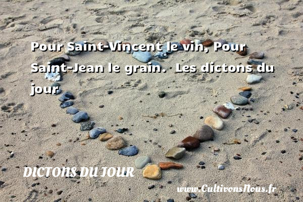 Pour Saint-Vincent le vin, Pour Saint-Jean le grain.  Les dictons du jour    