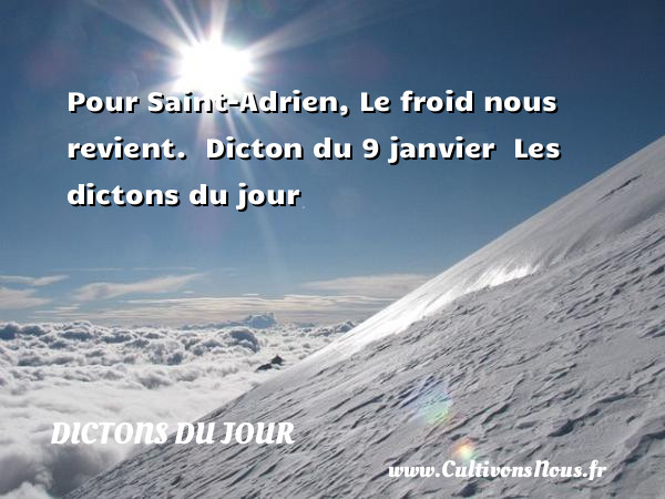 Pour Saint-Adrien, Le froid nous revient.  Dicton du 9 janvier  Les dictons du jour    