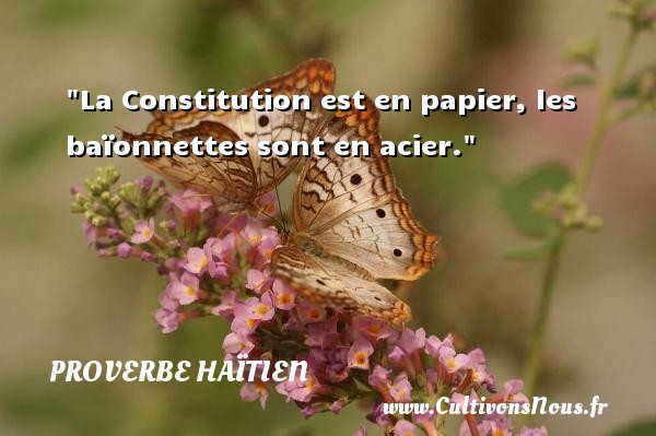 La Constitution est en papier, les baïonnettes sont en acier. PROVERBE HAÏTIEN - Proverbe haïtien