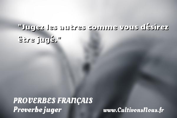 Jugez les autres comme vous désirez être jugé. PROVERBES FRANÇAIS - Proverbes français - Proverbe juger