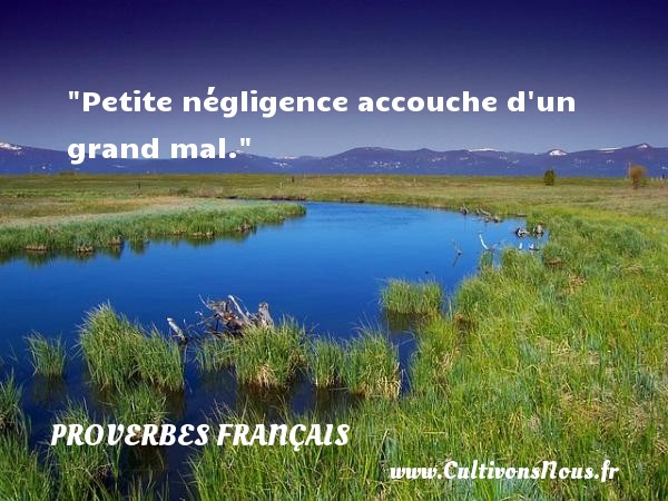 Petite négligence accouche d un grand mal. PROVERBES FRANÇAIS - Proverbes français