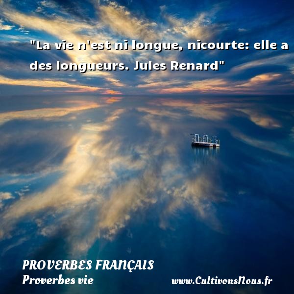 La vie n est ni longue, nicourte: elle a des longueurs. Jules Renard PROVERBES FRANÇAIS - Proverbes français - Proverbes vie