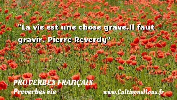 La vie est une chose grave.Il faut gravir. Pierre Reverdy PROVERBES FRANÇAIS - Proverbes français - Proverbes vie