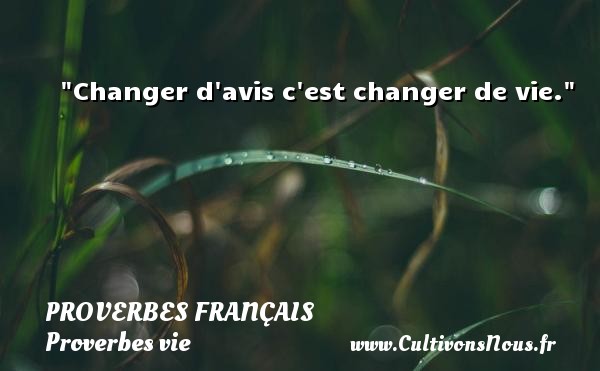 Changer d avis c est changer de vie. PROVERBES FRANÇAIS - Proverbes français - Citation porte - Proverbes vie