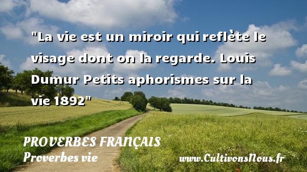 La vie est un miroir qui reflète le visage dont on la regarde. Louis Dumur Petits aphorismes sur la vie 1892 PROVERBES FRANÇAIS - Proverbes français - Proverbes vie