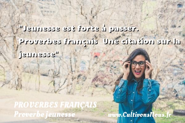 Jeunesse est forte à passer.  Proverbes français  Une citation sur la jeunesse PROVERBES FRANÇAIS - Proverbe jeunesse