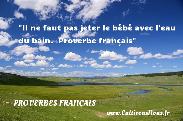 Il ne faut pas jeter le bébé avec l eau du bain.  Proverbe français PROVERBES FRANÇAIS - Proverbes français - Proverbe bain - Proverbes bébé