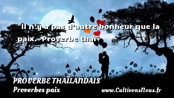 Il n’y a pas d’autre bonheur que la paix.  Proverbe thaï PROVERBES THAÏLANDAIS - Proverbes thaïlandais - Proverbes paix