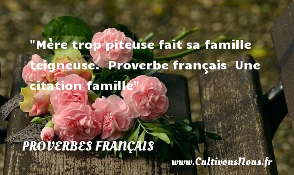 Mère trop piteuse fait sa famille teigneuse.  Proverbe français  Une citation famille PROVERBES FRANÇAIS - Proverbes français - Proverbes famille