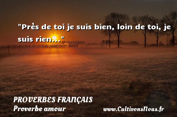 Près de toi je suis bien, loin de toi, je suis rien... PROVERBES FRANÇAIS - Proverbes français - Proverbe amour