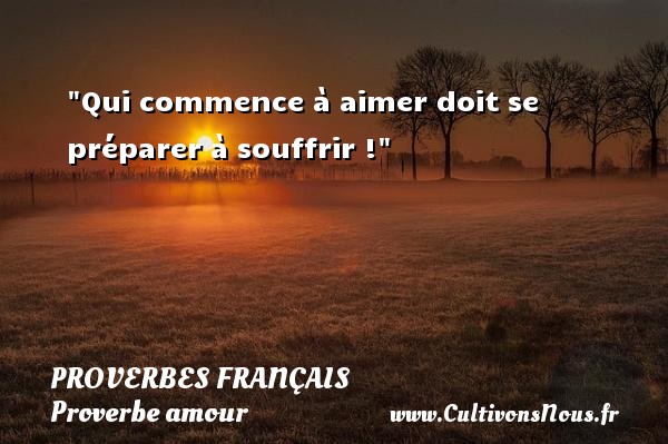 Qui commence à aimer doit se préparer à souffrir ! PROVERBES FRANÇAIS - Proverbes français - Proverbe amour