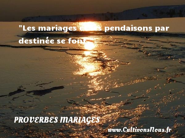 Les mariages et les pendaisons par destinée se font. PROVERBES ANGLAIS - Proverbes destin - Proverbes mariage
