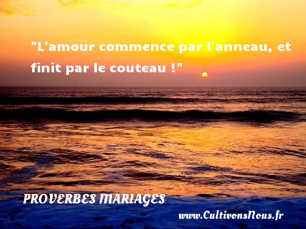 L amour commence par l anneau, et finit par le couteau ! PROVERBES FRANÇAIS - Proverbes français - Proverbes mariage