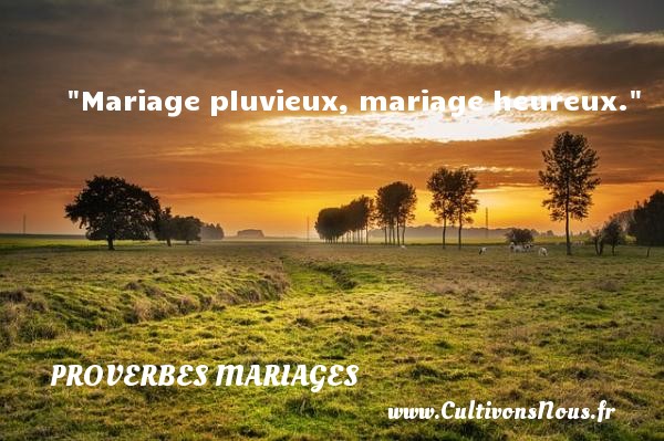 Mariage pluvieux, mariage heureux. PROVERBES FRANÇAIS - Proverbes français - Proverbes mariage