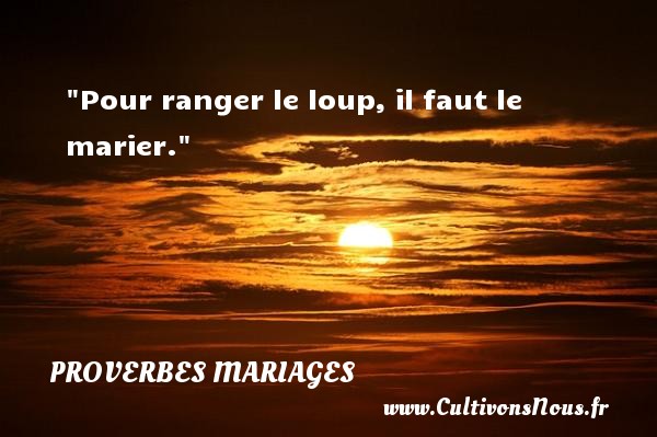Pour ranger le loup, il faut le marier. PROVERBES FRANÇAIS - Proverbes français - Proverbes mariage