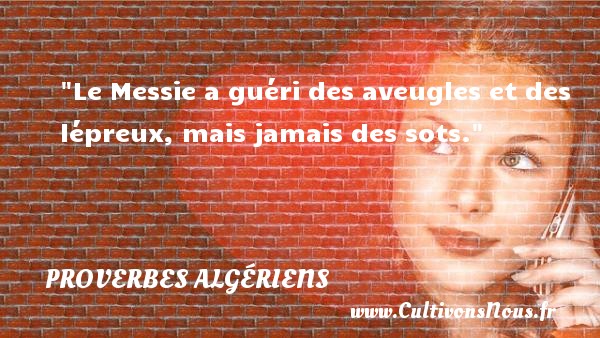 Le Messie a guéri des aveugles et des lépreux, mais jamais des sots. PROVERBES ALGÉRIENS - Proverbes Algériens - Proverbes fun