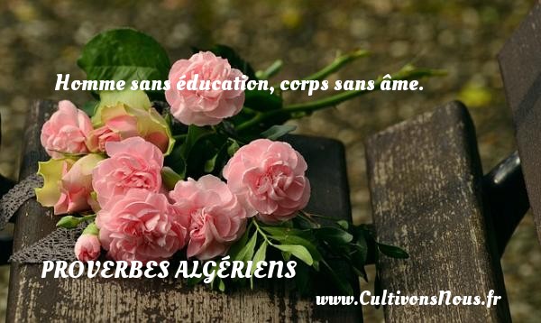 Homme sans éducation, corps sans âme. PROVERBES ALGÉRIENS - Proverbes Algériens - Proverbes éducation