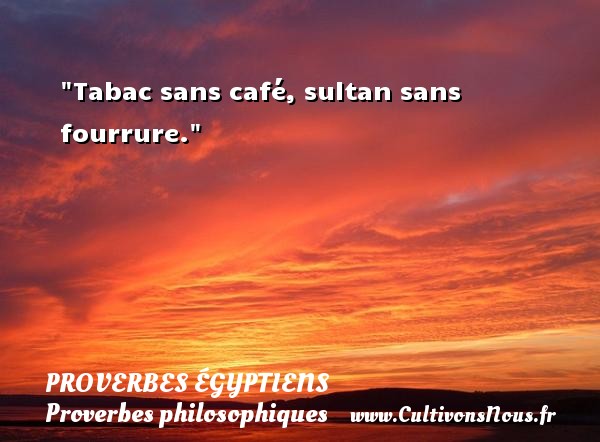 Tabac sans café, sultan sans fourrure. PROVERBES ÉGYPTIENS - Proverbes égyptiens - Proverbes philosophiques