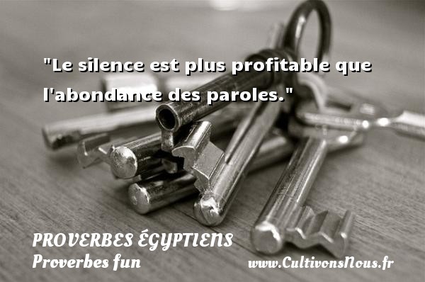 Le silence est plus profitable que l abondance des paroles. PROVERBES ÉGYPTIENS - Proverbes égyptiens - Proverbes fun - Proverbes philosophiques