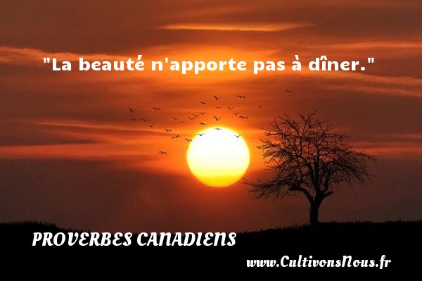 La beauté n apporte pas à dîner. PROVERBES CANADIENS - Proverbes philosophiques