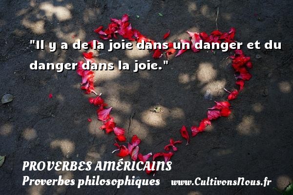 Il y a de la joie dans un danger et du danger dans la joie. PROVERBES AMÉRICAINS - Proverbes américains - Proverbes philosophiques