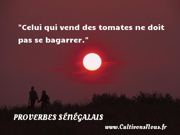 Celui qui vend des tomates ne doit pas se bagarrer. PROVERBES SÉNÉGALAIS - Proverbes sénégalais - Proverbes philosophiques