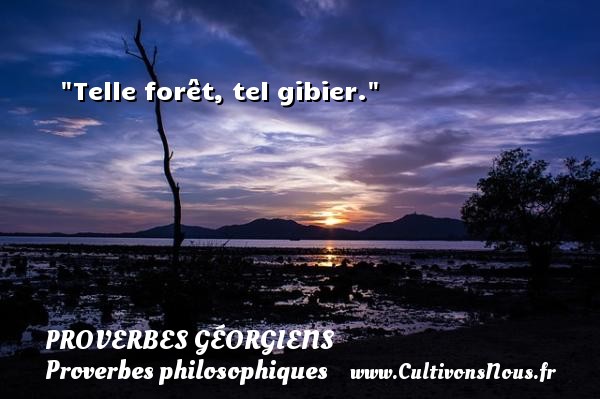 Telle forêt, tel gibier. PROVERBES GÉORGIENS - Proverbes géorgiens - Proverbes philosophiques