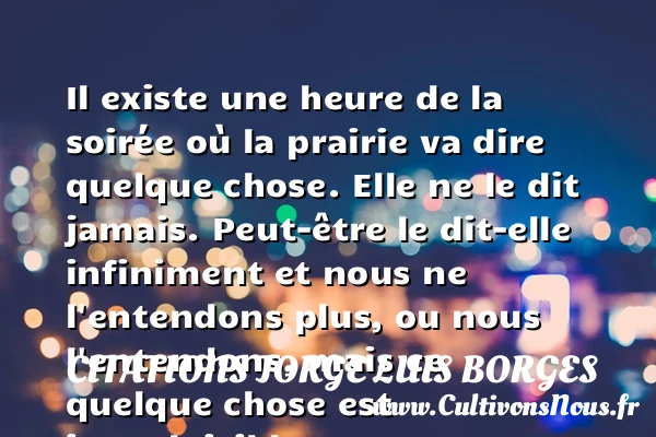 Il existe une heure de la soirée - Citations Jorge Luis Borges - Citation musique