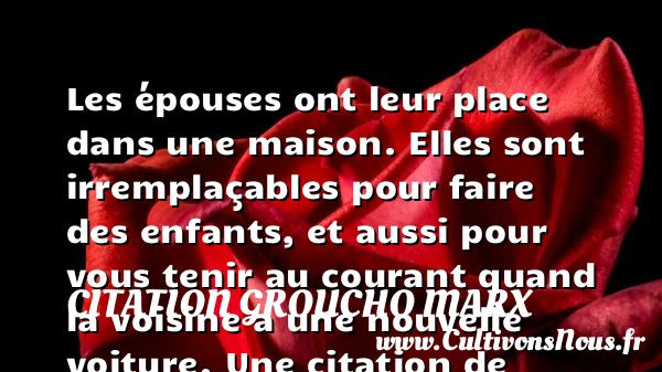Les épouses ont leur place dans une maison. Elles - Citation Groucho Marx - Citation maison - Citation voiture