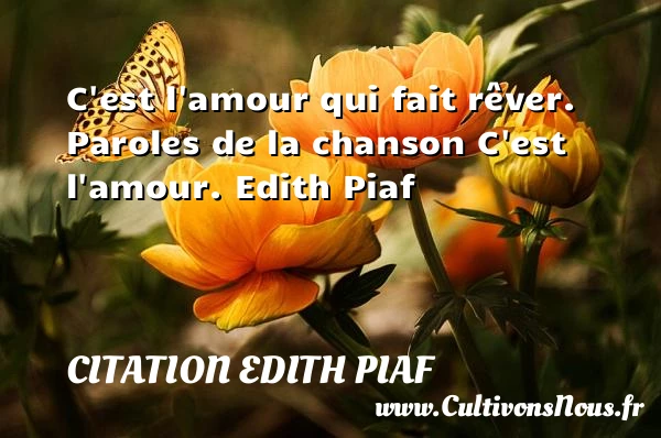 C’est l’amour qui fait rêver - Citation Edith Piaf - Citations Déclaration d’amour