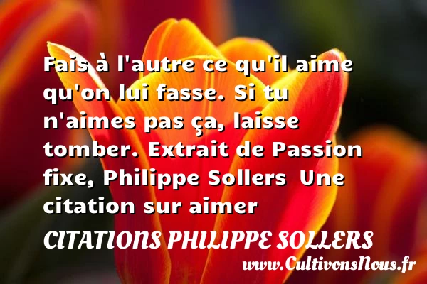 Fais à l’autre ce qu’il aime qu’on lui fasse - Citations Philippe Sollers - Citations aimer