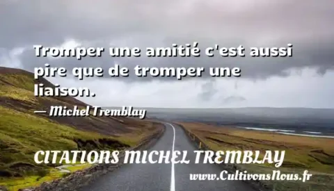 Tromper une amitié c est aussi pire que de tromper une liaison. - Michel Tremblay CITATIONS MICHEL TREMBLAY