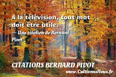 A la télévision, tout mot doit être utile. - Une citation de Bernard Pivot CITATIONS BERNARD PIVOT