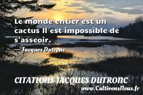 Le monde entier est un cactus Il est impossible de s asseoir. - Jacques Dutronc CITATIONS JACQUES DUTRONC