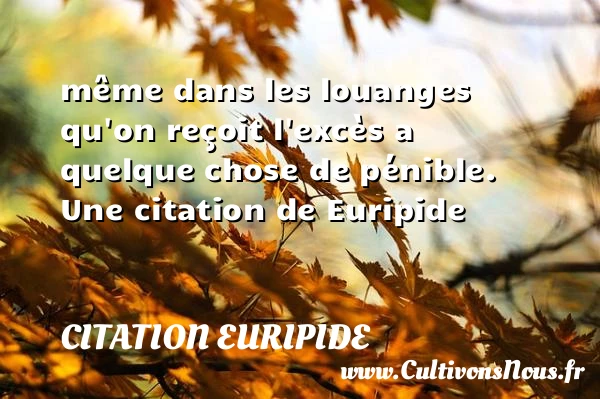 même dans les louanges qu’on reçoit l’excès a - Citation Euripide