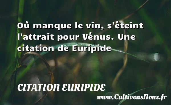 Où manque le vin, s’éteint l’attrait pour Vénus. - Citation Euripide