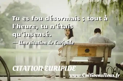 Tu es fou désormais ; tout à l heure, tu n étais qu insensé. - Une citation de Euripide CITATION EURIPIDE