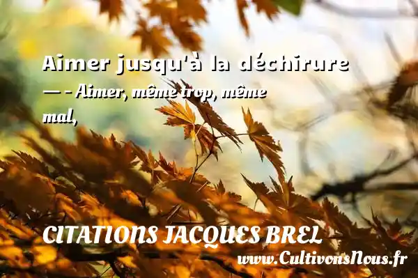 Aimer jusqu à la déchirure - - Aimer, même trop, même mal, CITATIONS JACQUES BREL