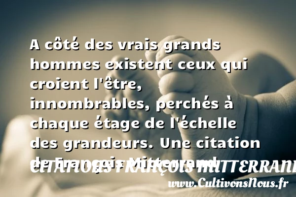 A côté des vrais grands hommes existent ceux qui croient l’être, - Citations François Mitterrand - Citation grandeur - Citations homme