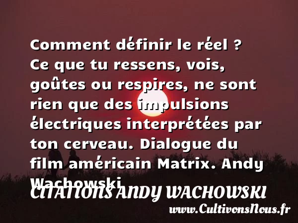 Comment définir le réel - Citations Andy Wachowski - Citation cinéma